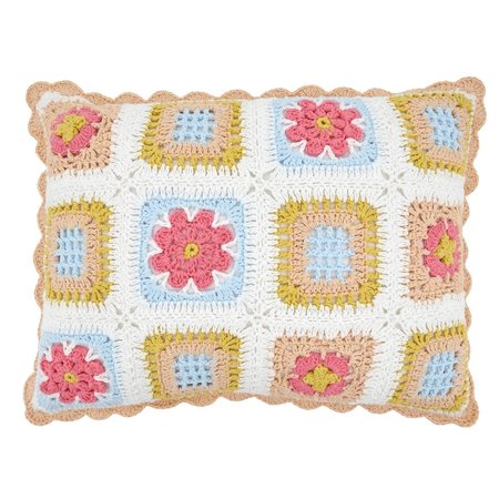 SARO LIFESTYLE SARO 1802.M1216BD 12 x 16 in. Oblong Down Filled Throw Pillow with Crochet Design 1802.M1216BD